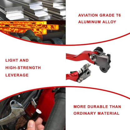 Motorcycle Brake Clutch Lever Pivot Levers Set Adjustable CNC for CRF250R CRF450R 2007-2025 CRF250RX 2019-2025 CRF450RX 2017-2023 CRF450RWE Dirt Bike Red - color: Red