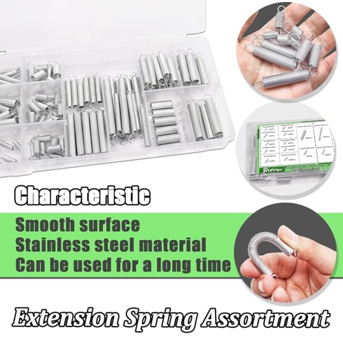 133PCS Extension Spring Assortment Kit 18 Different Sizes - size: 133PCS（18 Sizes)