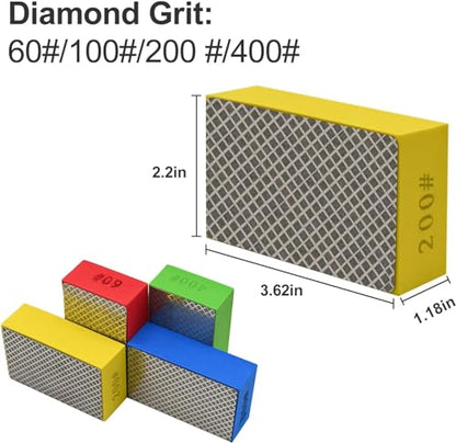 4pcs Diamond Hand Polishing Pads for Ceramic Tile Glass Grinding,Sanding Blocks 400# - color: Diamond, size: 400#