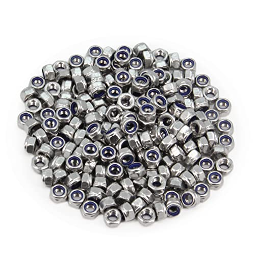 M6 x 1mm Pitch 304 Stainless Steel Self-Locking Hex Lock Nuts, Nylon Insert LockNuts Silver Metric Self Clinching Hex Lock Nuts for Hardware Parts, 200pcs/pack (M6-200pcs) - size: M6-200pcs