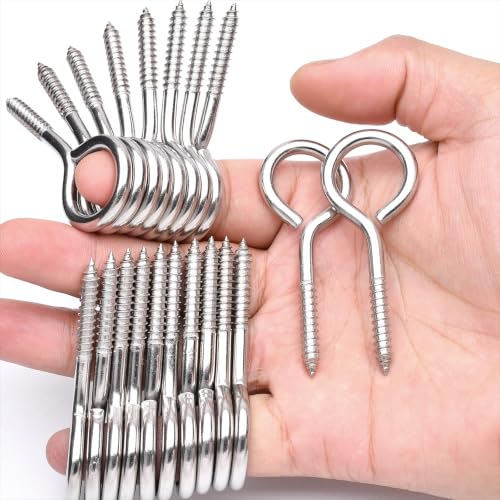 20 pcs 1/5'' x 2.5'' Screw Eye Hooks, 304 Stainless Steel Eyelets, M5 - size: M5-2.5'', 20Pcs