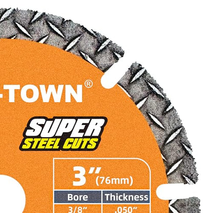 TWIN-TOWN 3 Inch Diamond Cutting Wheel for Metal with 3/8 Inch Arbor-2PCS - style: 3 x 3/8" 2PCS