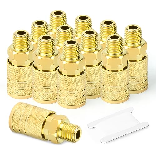 GASHER 12PCS 1/4-Inch Male Industrial Coupler,1/4 Inch NPT Male Threads Size, Quick Connect Air Coupler - size: 1/4" NPT Male Threads