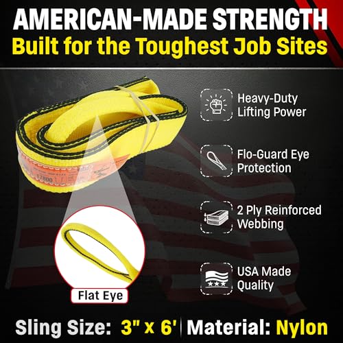 Chenango Supply 3"×6' Nylon 2-ply Lifting Eye & Eye Rigging DD Sling - size: 3" x 6'