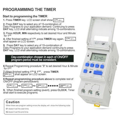 BAOMAIN THC15A AC 220V Digital Programmable Timer Switch,16A Weekly Relay