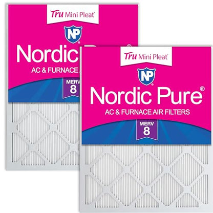 Nordic Pure 16x20x1 Tru Mini Pleat MERV 8 AC Furnace Air Filters 2 Pack - style: MERV 8 Tru Mini Pleat