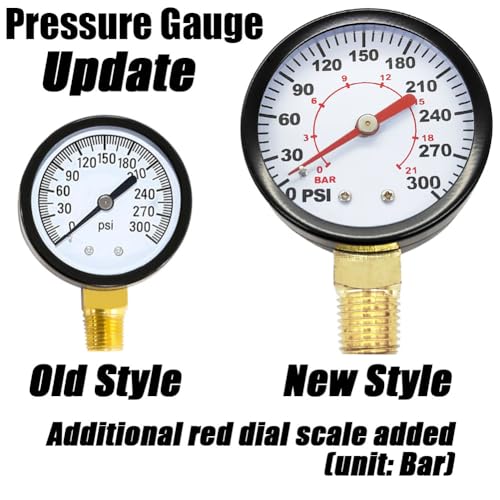 1/4" NPT 300Psi Steel Economical All Purpose Pressure Gauge with Brass Internals 2" Dial Display Bottom Mount - size: 0-300Psi (dry), style: Lower Mount-1/4"NPT