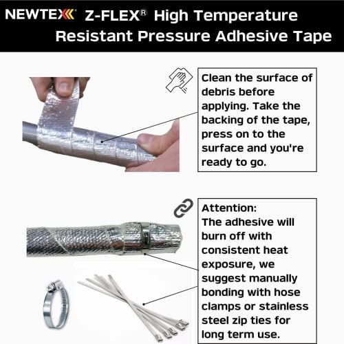Newtex High Heat Resistant Tape - Extreme Temperature Aluminum Foil Z-Flex Tape - Pressure Sensitive Adhesive Ducting, Insulation, Reflective Heat Barrier Tape Roll (1.5" x 15') - size: 1.5 Inches x 15 Feet