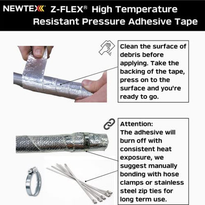 Newtex High Heat Resistant Tape - Extreme Temperature Aluminum Foil Z-Flex Tape - Pressure Sensitive Adhesive Ducting, Insulation, Reflective Heat Barrier Tape Roll (1.5" x 15') - size: 1.5 Inches x 15 Feet