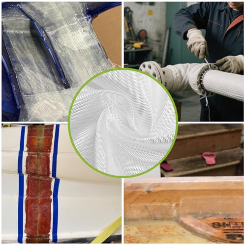 Fiberglass Cloth, 50 Inch x 6 Feet, 6 Oz E-Glass Plain Weave Glass Fiber forBoat Plane Auto Surfboard Tub Pool Repair (White, 2 Yard) - size: 2 Yard