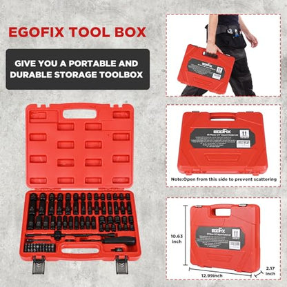 1/4" Socket Set 85 Piece, Metric Shallow/Deep Sockets (4-15mm) and SAE Shallow/Deep Sockets (5/32-9/16), Screwdriver Bit Set, Tool Kit for Home Use and Automotive Repair - color: 1/4-85pcs