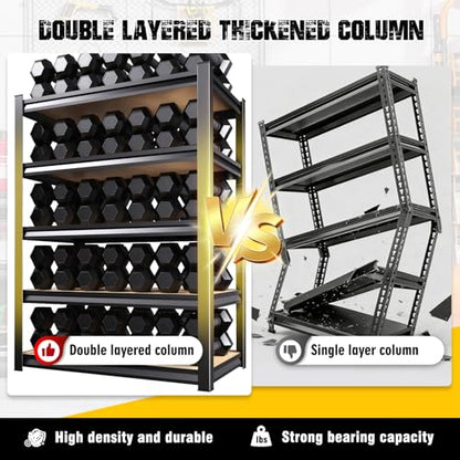5-Pack 3-Tier Heavy Duty Garage Shelving Set for Home Storage & Organization, Adjustable Metal Utility Rack for Garage, Pantry, Kitchen, Closet & Household Essentials, 33.5"H x 35.4"W x 15.7"D - size: 35"Wx16"Dx33.5"H