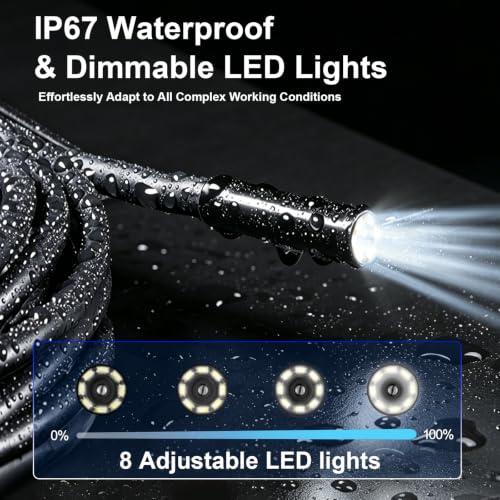 Dual Lens Endoscope Camera with Light, 5" IPS Screen 1080P HD Borescope