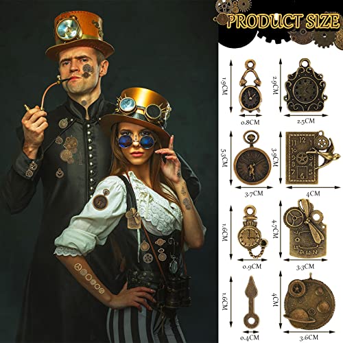 Hicarer 300 Gram Gears Charms, Nautical Anchor Rudder Helm Compass Charms Pendant, Bulk Mixed Antique Bronze Gears Steampunk, Clock Watch Cog Wheel for DIY Necklace Bracelet Jewelry Making Accessories - style: Delicate Style