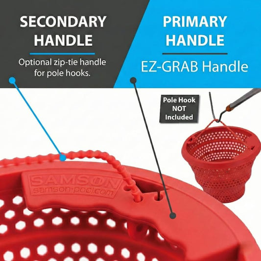 Durable Pool Skimmer Basket (1) [RedFURY] | Compatible with Pentair U-3 and Hayward SP1070 - Inground - B9 Replacement | The Samson - Epic Quality | Superfine XL Filter Socks (3) - color: Red (1-PACK)