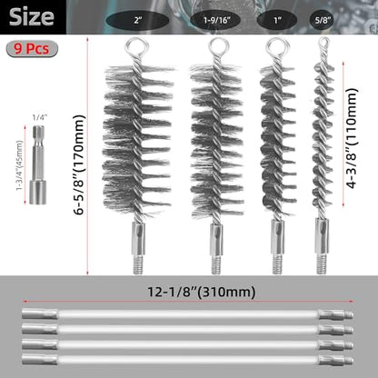 Drill-Powered Chimney Brush & Pipe Cleaning Brush Kit - size: 5/8", 1", 1-5/8", 2"