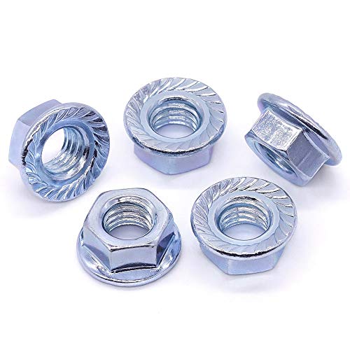 7/16"-14 UNC Serrated Flange Hex Locknuts Lock Nuts, Zinc Plated Carbon Steel, 11/16" Hex Drive, 20 PCS - size: 7/16"-14