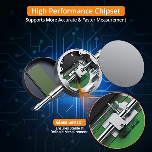 Neoteck 0-12.7mm/0.5" Digital Dial Indicator 0.01mm/0.0005" with Resolution - color: Silver Gray, size: 0-0.5''/0.0005''