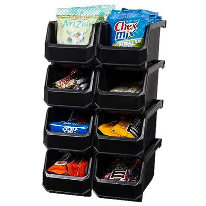 ReadySpace Medium Stackable Plastic Storage Bins, 8-Pack, Black - color: Black, size: Medium, 8-Pack