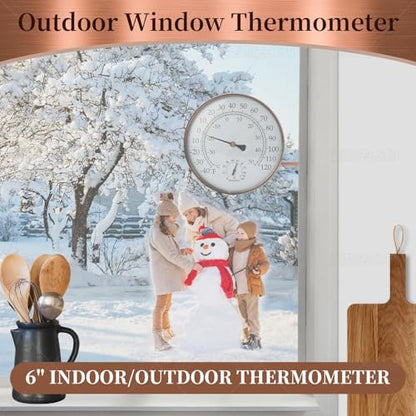 6-Inch Brass Outdoor Thermometer & Humidity Gauge, Swivel Mount