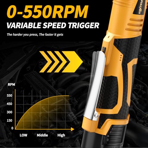 FULLYEA 3/8" Cordless Electric Ratchet Wrench Set,45Ft-lbs,Variable Speed