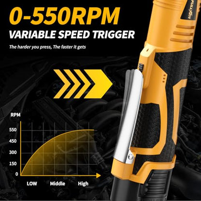 FULLYEA 3/8" Cordless Electric Ratchet Wrench Set,45Ft-lbs,Variable Speed