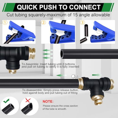 3/8" DOT Air Line Fittings Tee 3PCS, 3/8" OD x 3/8" OD x 1/4" OD - color: 3/8" * 3/8" * 1/4" 3PCS