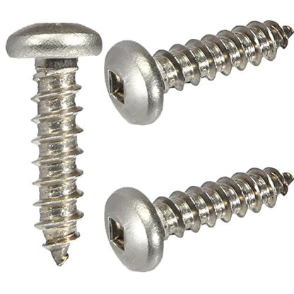 #4 x 5/8" Pan Head Sheet Metal Screws, Full Thread, Square Drive, Stainless Steel 18-8, Bright Finish, Self-Tapping, Quantity 100 Pieces By Fastenere - size: #4 x 5/8"(100 PACK)