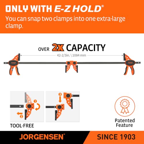 Jorgensen 18" E-Z Hold Medium-Duty Bar Clamps, 400 lbs Load Limit, 2-Pack - size: 18 Inch