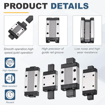 uxcell 2Pcs MGN15C Linear Bearing Sliding Carriage Block with Mini Guide and Wrench for 15mm Linear Motion Slide Rail Guide, 3D Printer, CNC Machine
