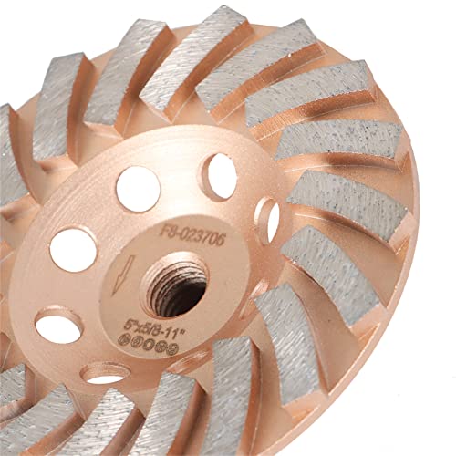 Diamond Cup Surface Grinding Wheel 5 in 18 Turbo 5/8 in - 11 Rod Concrete Grinding Wheel Disc, for Granite, Stone, Marble, Masonry, Concrete - size: 5 In