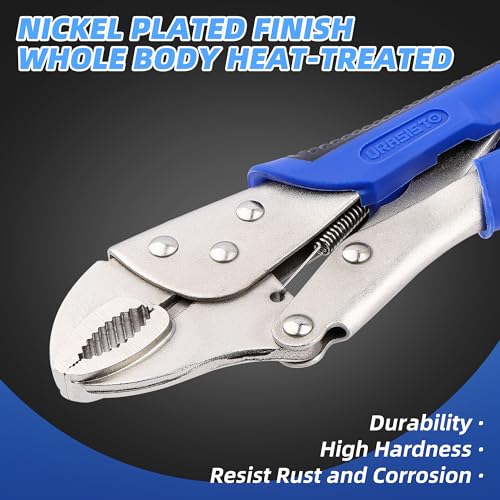 URASISTO 10-Inch Locking Pliers, Premium Alloy Steel Construction, Curved Jaw Locking Pliers with Wire Cutter, Quick Release, Fit for Clamping Twisting Welding (Pack of 2) - size: 10-Inch Locking Pliers (Pack of 2)