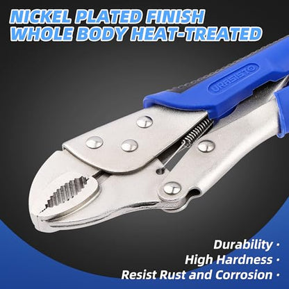 URASISTO 10-Inch Locking Pliers, Premium Alloy Steel Construction, Curved Jaw Locking Pliers with Wire Cutter, Quick Release, Fit for Clamping Twisting Welding (Pack of 2) - size: 10-Inch Locking Pliers (Pack of 2)