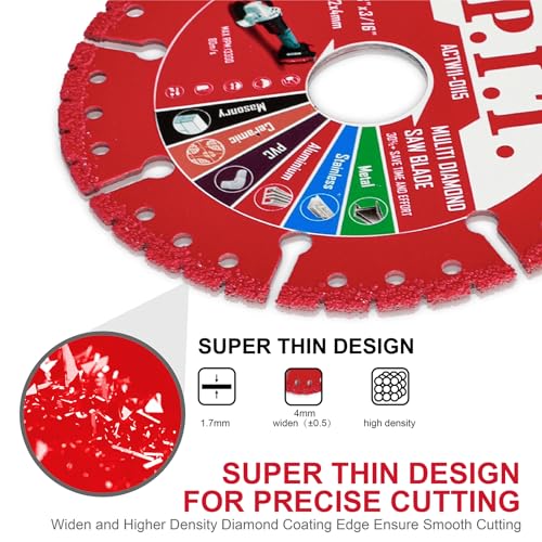 P.I.T. Cut Off Wheels 4 1/2 Inch,Diamond Blade for Angle Grinder,3-Pack