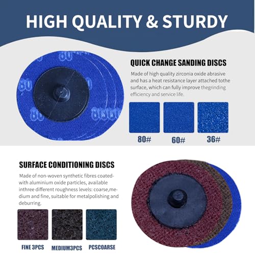 294 PCS 2 Inch Die Grinder Sanding Discs with 1/4" &1/8"Roll Lock , Compatible with Both Die Grinders and Power Drills for Surface Conditioning, Sanding & Polishing，Sanding Pads Includes 40-10000 Grit