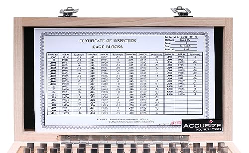 Accusize Industrial Tools Precision 81-Piece Steel Gauge Block Set, Grade B Accuracy, Corrosion-Resistant, P900-S581 - style: Grade B