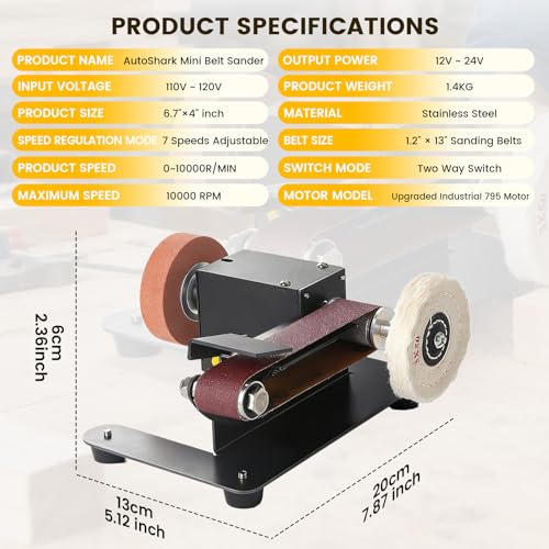 6-In-1 Mini Belt Sander Mini Belt Sander, Electric Small Sander Knife Sharpener Supplies, 7 Adjustable Speed, 795 Motor, Metal Wood DIY Handcraft, Tool & Knife Sharpening (Advanced Kit). - style: Pro - Advanced Grinding Kit