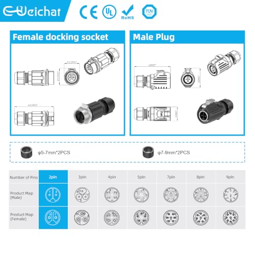 LP16 2PIN Industrial Waterproof Connector IP68 Quickly Plugging Aviation Connector Solder-Assembly M16 2PIN Circular Connector Fast Release Electrical Connector Male Plug&Female Socket - size: 2 Pin, style: Male Plug / Female Socket