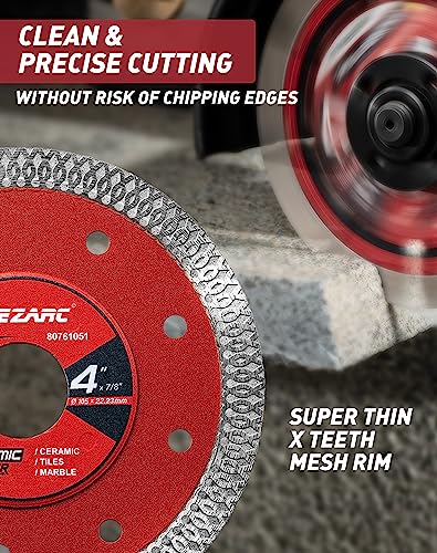 EZARC 4 Inch Super Thin Diamond Tile Blade, 7/8"-5/8" Arbor, 2-Pack - size: 4 Inch