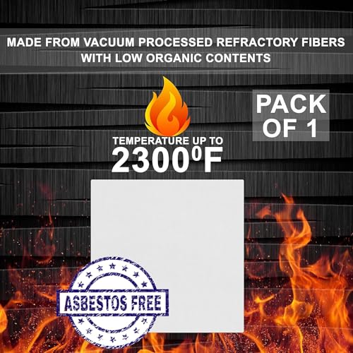 Ceramic Fiber Board - 1" Thick x 12" x 12", 2300F Rated Fireproof Board - size: 1" x 12" x 12" / 1 Piece
