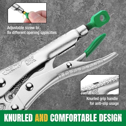 SK 5" Curved Jaw Locking Pliers, Vice Grips, Premium CR-V Steel - size: 5" Single