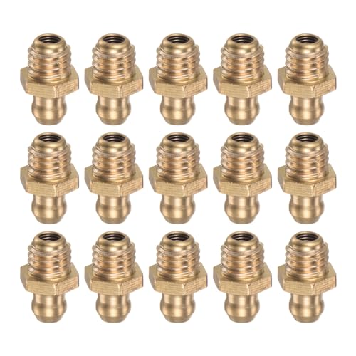 HARFINGTON 15pcs Brass Straight Grease Fitting M8x1.25mm Metric Thread Hydraulic Grease Nipple Accessories for Car - size: M8x1.25