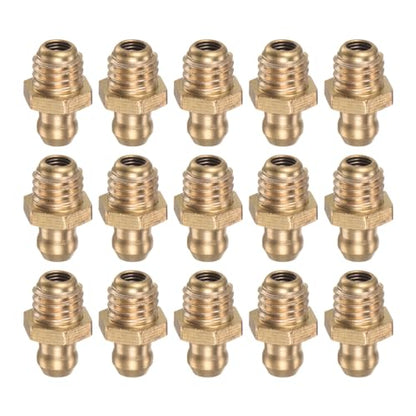 HARFINGTON 15pcs Brass Straight Grease Fitting M8x1.25mm Metric Thread Hydraulic Grease Nipple Accessories for Car - size: M8x1.25