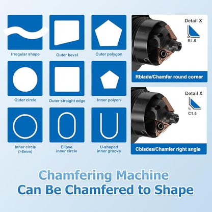 Mini Pneumatic Chamfering Tool Handheld,45°Arc Corner(C&R Angle Blades)