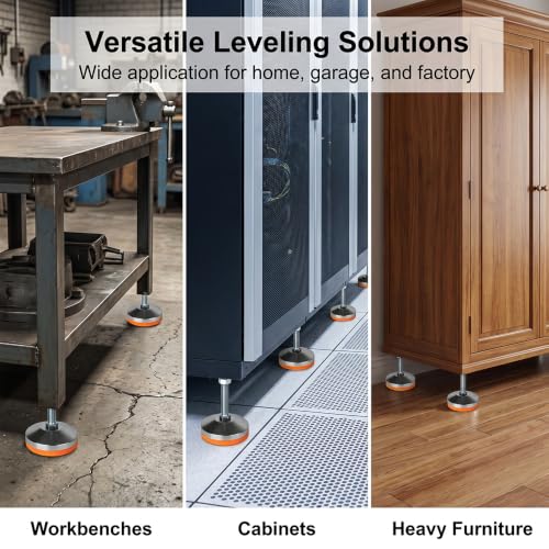 Heavy Duty Leveling feet,M16Thread,2600 lb Capacity,4Pcs - size: D3.15in x M16 x H3.94in