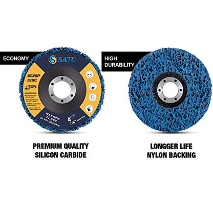 S SATC Stripping Discs 4-1/2" x 7/8" Rust Remover Wheel Remove Paint 5PCS Bule Strip Discs Oxidation Poly Strip Wheel Disc Abrasive Angle Grinding Wheel - style: 5 PCS Strip Discs 4-1/2" x 7/8"