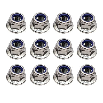 M10x1.5mm DIN6926 Flange Nylon Lock Nuts 12 Pack 304 Stainless Steel Hex Locknuts Full Thread for Industrial Construction Fasteners - size: M10x1.5mm, 12 pcs