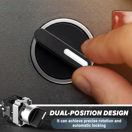 Xuhal 8 Pcs 22mm 2 Position Spst Rotary Selector Switch Self-Locking On/Off - style: 2 Position