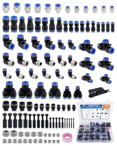 116PCS Quick Connect Air Hose Fitting Kit, Nylon Tubing Air Line