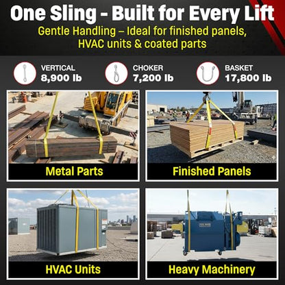 DD Sling 3 Inch x 6 Foot Nylon Lifting Sling – USA Made, 8,900 lb Vertical, 7,200 lb Choker, 17,800 lb Basket – 2-Ply Heavy Duty 900 Webbing, Type 4 Twisted Eye & Eye Rigging Sling - size: 3 in x 6 ft